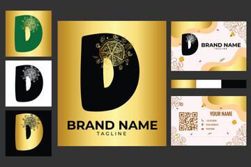 Luxury Pizza Logo set With Latter D and Visiting Card.