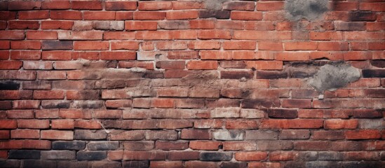 A weathered red brick wall is prominently featured against a gritty, textured background. The bricks show signs of age and wear, adding character to the urban scene.