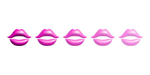 3d bright and pastel pink abstract lips set vector illustration design.