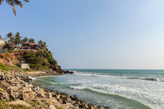 Beautiful view of Varkala beach, Kerala, India.