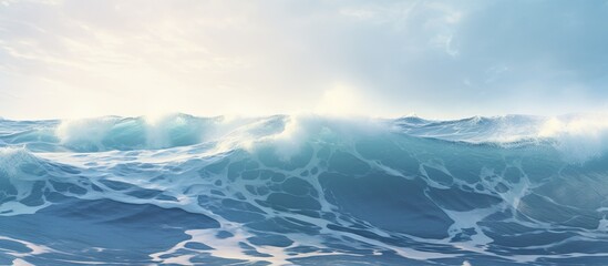 Fototapeta premium Majestic Power of Nature: Massive Wave Crashing in the Turquoise Ocean Waters