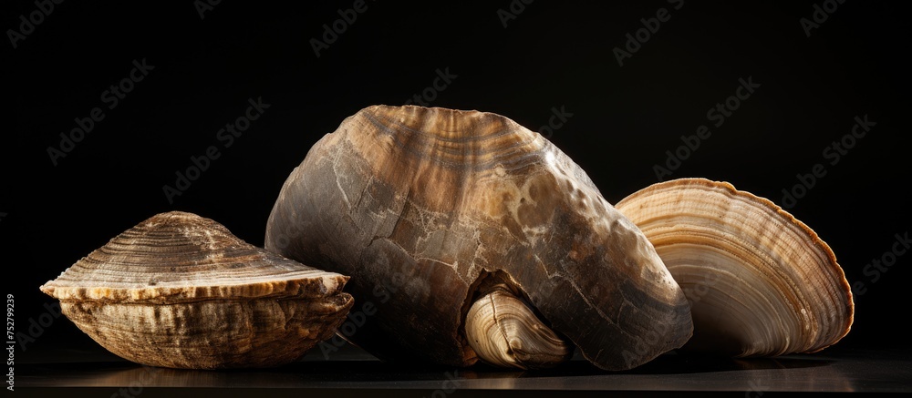 Aufkleber intriguing composition of elegant and simple shells against a dark background