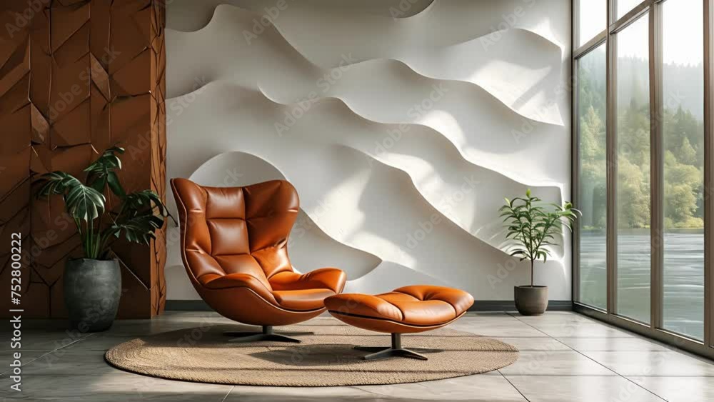 Poster an view of a wall with a 3d panel finish adding depth and dimension to the room.