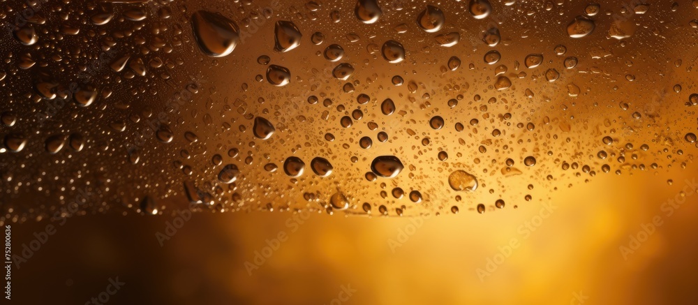 Poster tranquil raindrops creating artistic patterns on frosted window surface