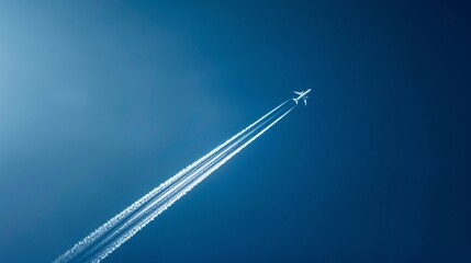 Soaring Skies in the Blue A Jet's Exhaust Trail in the Sky Generative AI