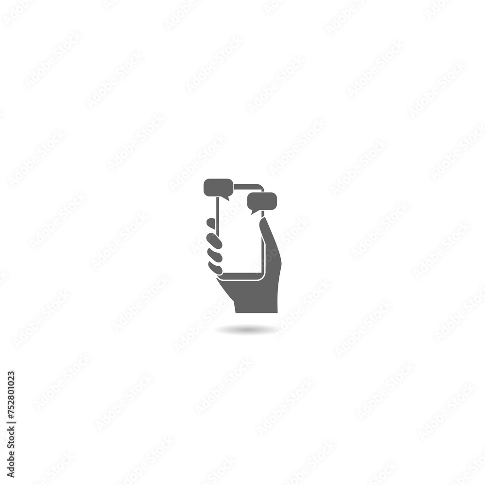 Poster text message on mobile phone icon with shadow