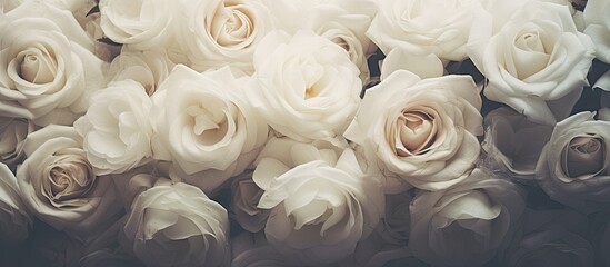 Delicate White Roses Blooming in a Serene Wallpaper Background for Elegant Floral Design