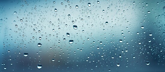 Glistening Water Droplets Adorn the Glass Window in a Captivating Display