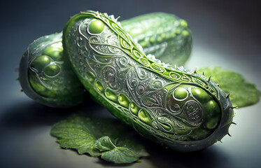 Obraz premium Aluminum green pickles. 