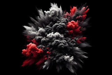 black smoke combined with red and white smoke