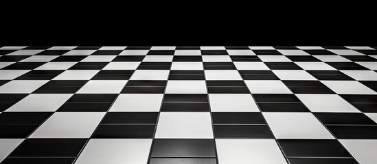 Obraz premium Abstract Geometric Pattern of Black and White Checkered Floor Tiles in Modern Interior Design