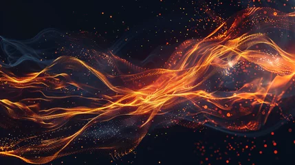 Gordijnen Abstract fire wave background. Futuristic technology s © Johnu