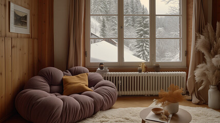 Fototapeta premium room with winter scenery 