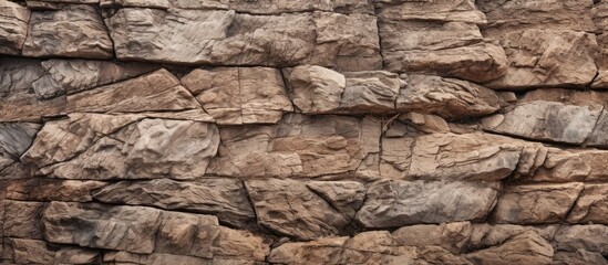 A sturdy stone wall constructed of various-sized rocks is prominently displayed. Each stone is meticulously placed, forming a durable barrier or structure.