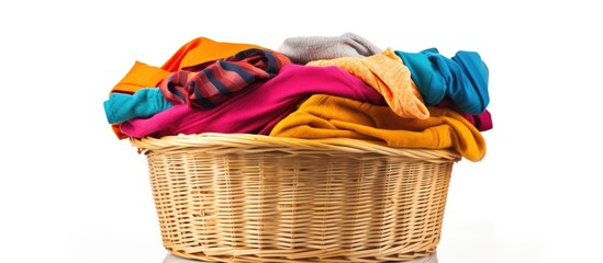 Vibrant Clothes Basket Overflowing with Colorful Laundry for Household Chores