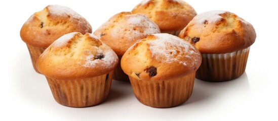 Homemade Muffins Topped with Powdered Sugar, Delicious Baked Goods for Brunch