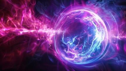 Futuristic energy orb radiating vibrant plasma pulses embodying the power of quantum advances