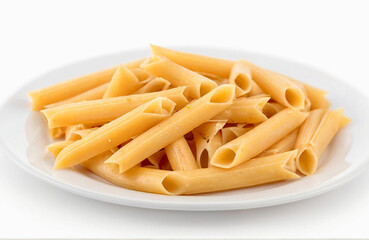 Penne rigate pasta, cut out isolated on white background