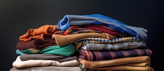 A Colorful Pile of Neatly Folded Clothes Creating a Cozy and Organized Feel in a Wardrobe