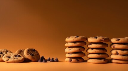 Chocolate Chip Cookies with Negative Space. Generative AI