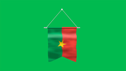 High detailed flag of Burkina Faso. National Burkina Faso flag. Africa. 3D Render. Green background.
