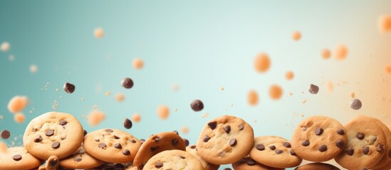 Obraz premium Irresistible Heap of Chocolate Chip Cookies with Scattered Chocolate Chips