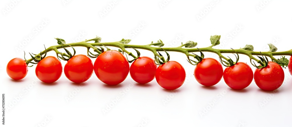Poster vibrant array of ripe fresh tomatoes arranged neatly on clean white surface