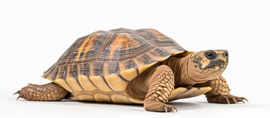 Obraz premium Majestic Turtle Posing Gracefully on a Clean White Background - Exotic Reptile Photography