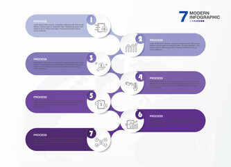 Fototapeta premium Infographic process design with icons and 7 options or steps.