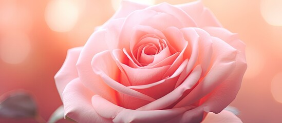 Serenity in Bloom: Delicate Pink Rose Blossom in Soft Focus Background