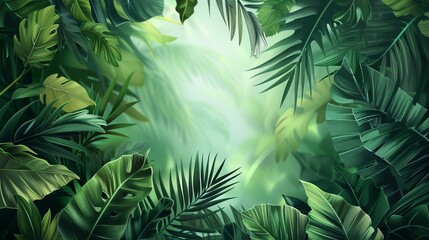 Fototapeta na wymiar Nature leaves, green tropical forest, backgound illustration concept