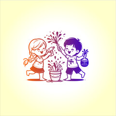 Holi with joy and happiness! Illustration, Painting, a splash of colors