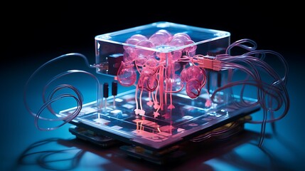 Fototapeta na wymiar Artificial Organ Research Setup with Transparent Equipment