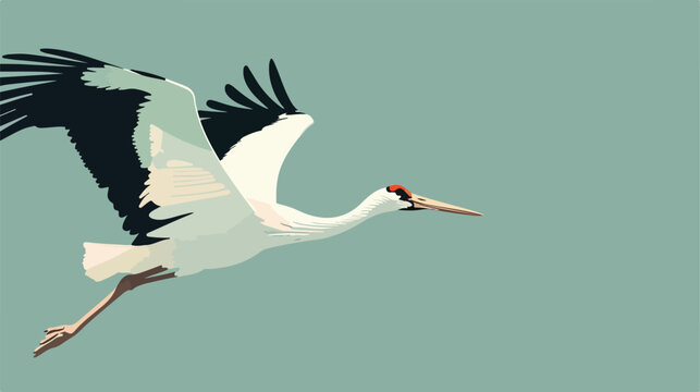 A stork or crane cartoon bird flying through the air F