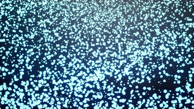 A Million particles fly fast from left to right in dark