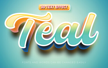 Teal vacation 3d editable text effect style