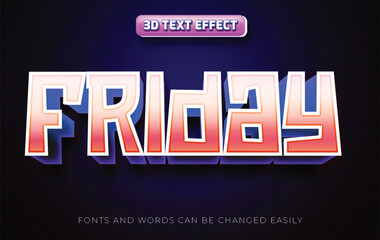 Friday celebration 3d editable text effect style