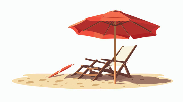 beach attributes umbrella and deck chair stock illustration