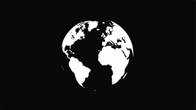 Black and white image of globe as earth symbol Flat vector