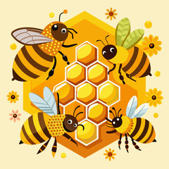 honeycombs, honey, bees