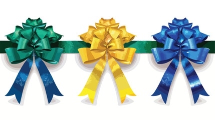 Blue yellow and green Brazillustration flag color gift bows with