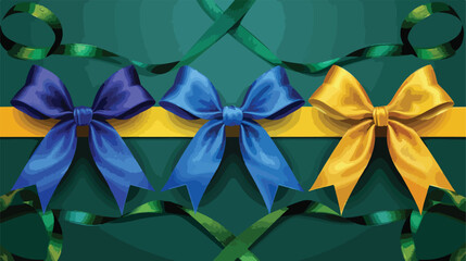 Blue yellow and green Brazillustration flag color gift bows with