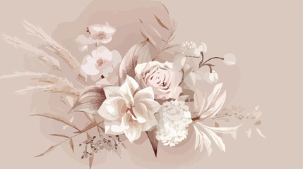 Boho beige and blush trendy vector design bouquet. Pas