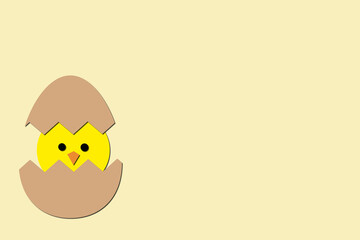 Adorable Baby Chick in a cracked Egg Minimalist Wallpaper illustration