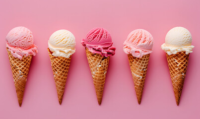 Ice cream cones on isolated background, Generative AI 
