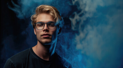 Portrait of a handsome young man wearing eyeglasses.