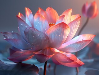 a digital photo of cinematic realism lotus or water lily, Muted glow opal white color margarite, iridescent opalescent colours