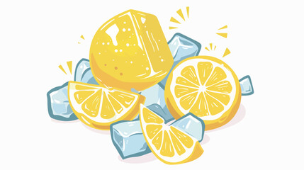 Cute Lemon Ice Icon Design .. Flat vector