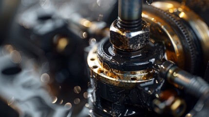 The powerful engine roared as the piston moved up and down within the cylinder, lubricated by a stream of oil, all while the gears whirred, keeping the car working smoothly.