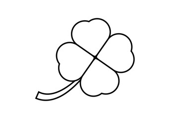 Icono de trébol de cuatro hojas en fondo blanco. - obrazy, fototapety, plakaty
